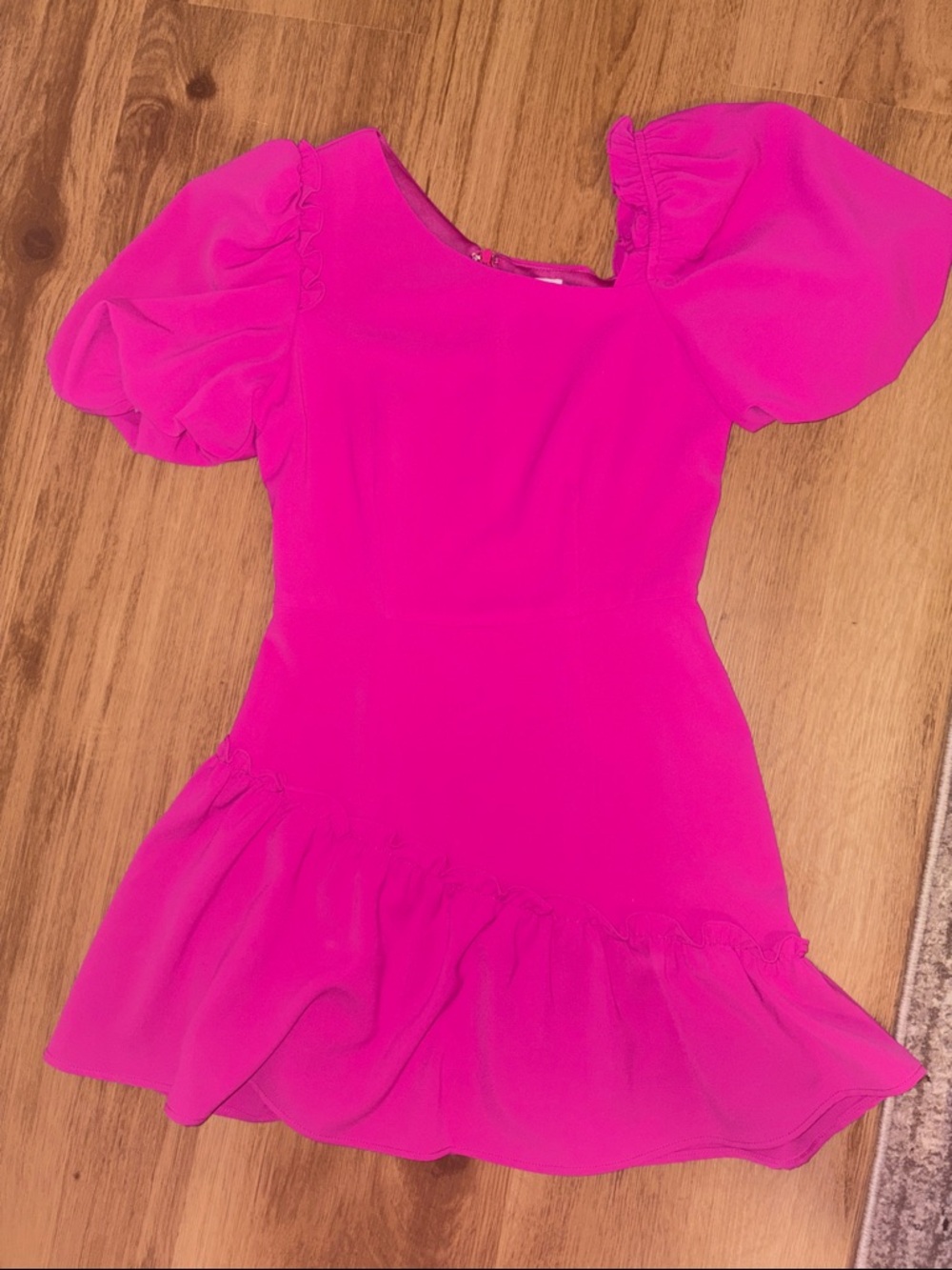 TCEC Hot Pink Puff Sleeve Midi Dress
